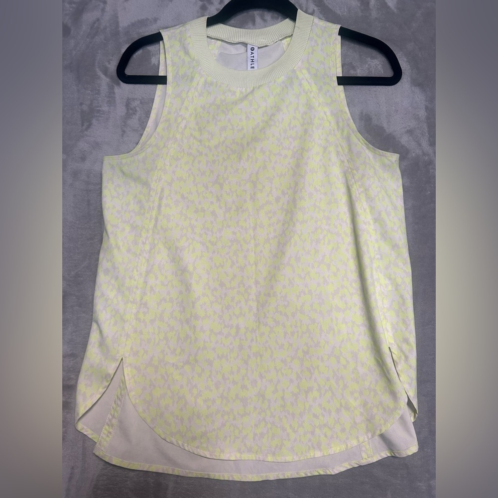 Athleta Zephyr Tank Top Women’s XS Printed Yellow Green Lightweight Running
